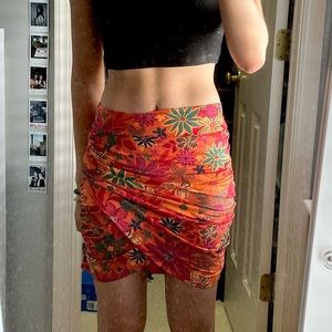 Free People floral ruched mini skirt